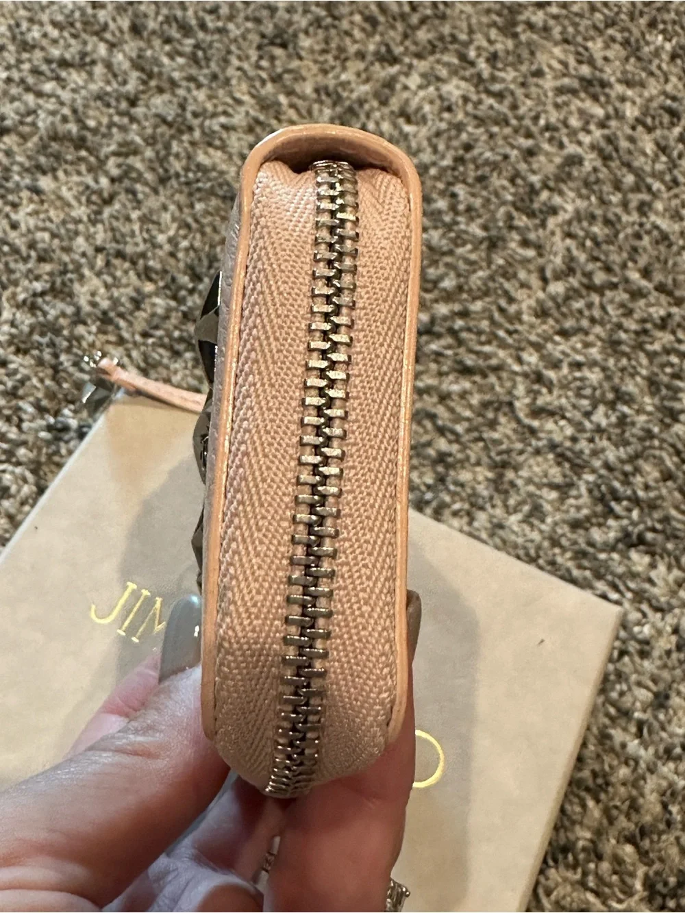 Jimmy Choo Pink Star-Stud Leather Key & Card Holder